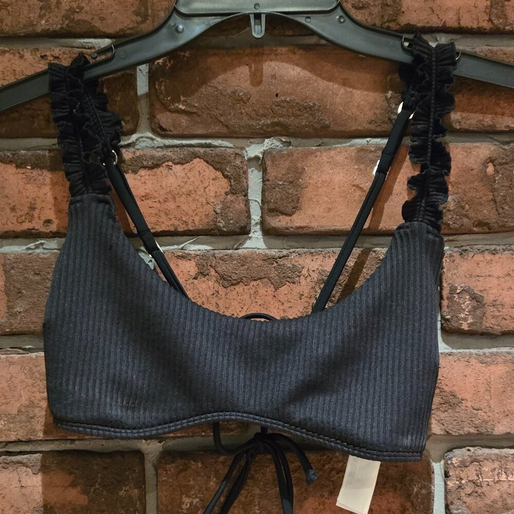 Hollister swim ribbed tie back bikini top